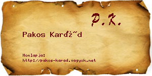 Pakos Karád névjegykártya